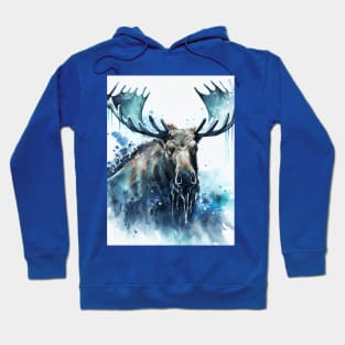 Arctic Reindeer V1 - Watercolor Paint Hoodie